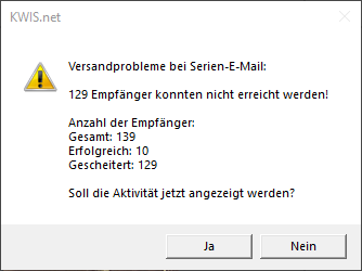 Sereien E-Mail Status gescheitert